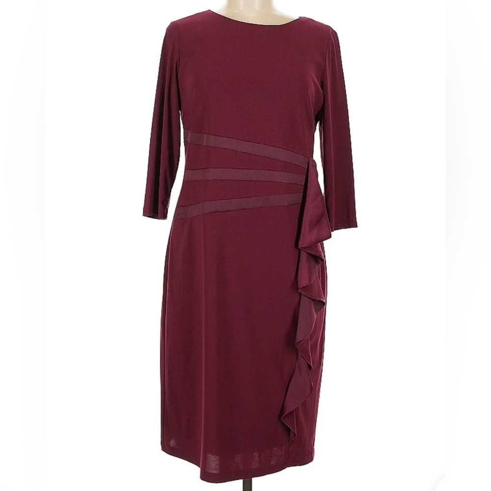 R & M Richards Burgundy Long Sleeve Dress